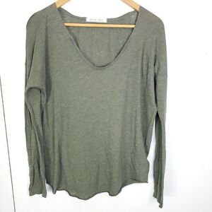 We The Free Top Womens S Olive Green Grunge Y2K U Neck Snap Wrists Casual